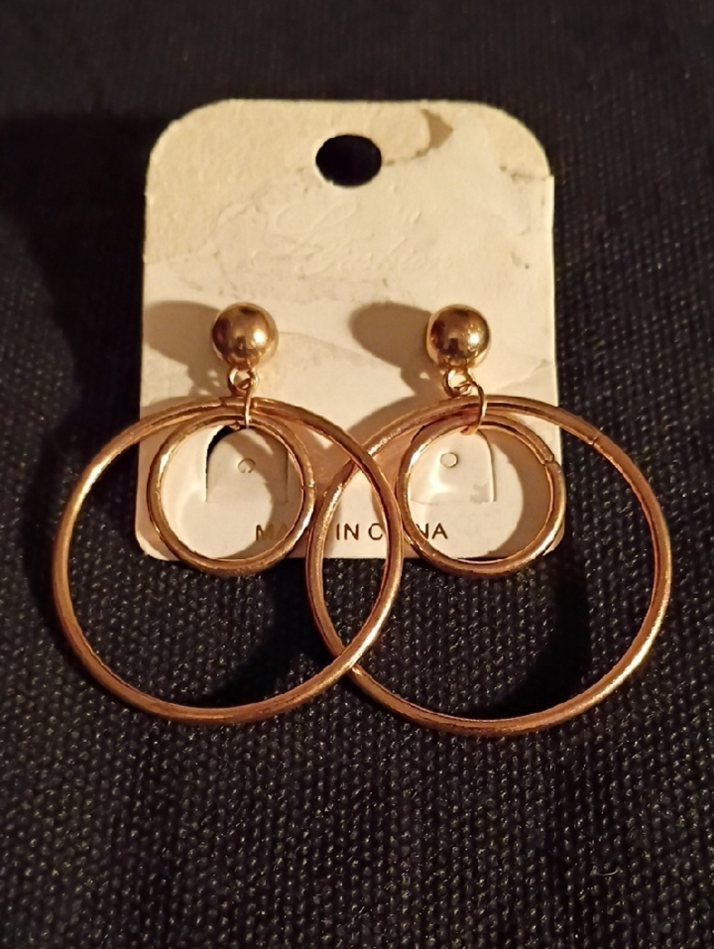 Classic Gold Double Hoop Drop Earrings - Timeless Women's Jewelry